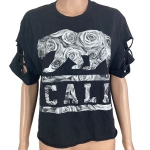 shirts happen tshirt womens large california bear tshirt black gray distressed